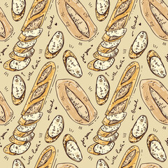 seamless pattern with hand drawn breads