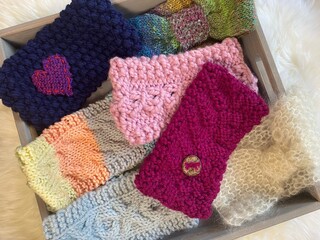Hand knit headbands collection 
