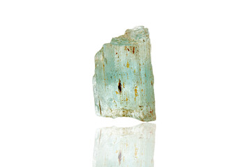 macro mineral stone aquamarine on a white background