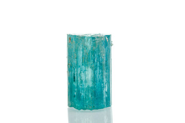 macro mineral stone aquamarine on a white background