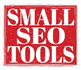 SMALL SEO TOOLS, text on red stamp sign