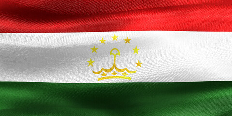 3d rendering flag of Tajikistan with realistic waving fabric surface.