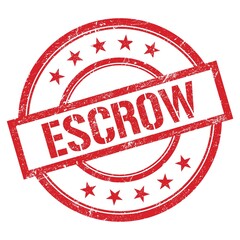 ESCROW text written on red vintage stamp.