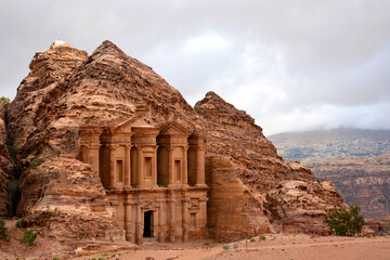 The Monastery or Ad Deir, an ancient monumental building carved in rock in Petra, Jordan.