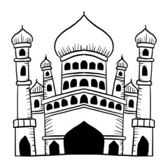 Mosque, doodle hand drawing Illustration