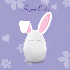 Purple easter bunny with eggs