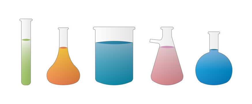 Flask, laboratory, chemistry icons set. Vector illustration.