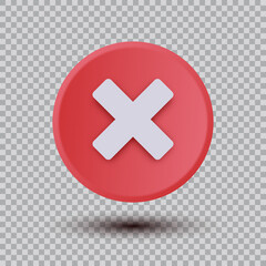 Obraz premium Cross sign icon 3d red color on a transparent background.