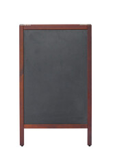 Fototapeta premium Special menu announcement board. Blank black and whiteboards street stand mockup isolated on white background. Chalkboard for menu restaurant and cafe welcome easel. Pavement menu rack.