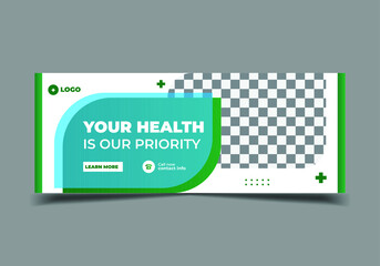 Medical social media cover template, health banner template for social media, cover, web banner template