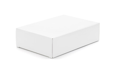 White cardboard box isolated on white background with clipping path. Suitable for packaging.