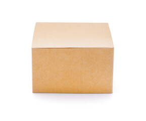 Brown cardboard box isolated on white background. Suitable for packaging.