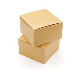 Brown cardboard boxes isolated on white background with clipping path. Suitable for packaging.
