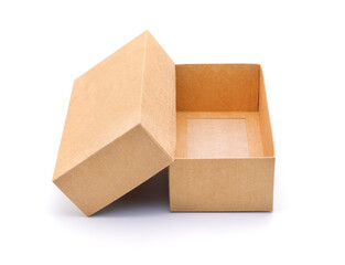 Brown cardboard box isolated on white background. Suitable for packaging.