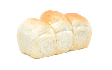 Loaf soft bread isolated on white background. Homemade bakery baked bread.