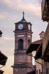 Beautiful view of a tower of a church in Giaveno, Italy