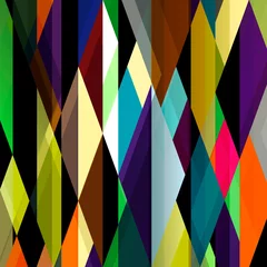 Tuinposter abstract colorful background, retro style, with triangles, rhombus, vertical © Kirsten Hinte