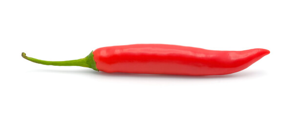 Fresh red chili pepper isolated on a white background. Chili hot pepper.
