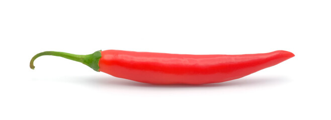 Fresh red chili pepper isolated on a white background. Chili hot pepper.