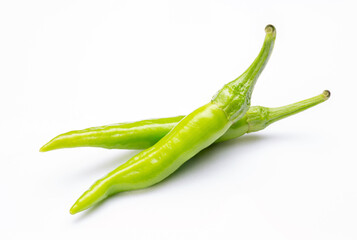 Fresh green chili isolated on white background