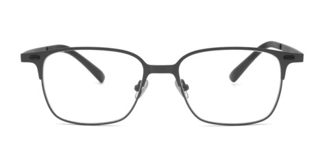 Eyeglasses isolated on white background. Handmade eyewear spectacles with shiny stainless frame for...
