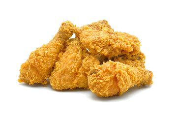 Set of crispy fried chicken isolated on a white background.