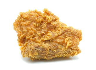 Crispy fried chicken breast isolated on a white background.