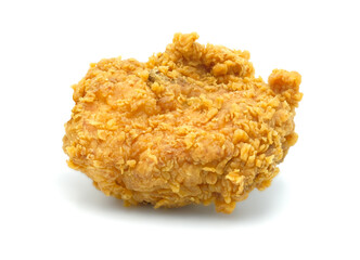 Crispy fried chicken breast isolated on a white background.