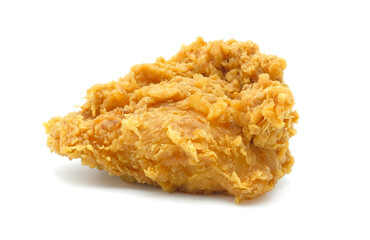Crispy fried chicken breast isolated on a white background.