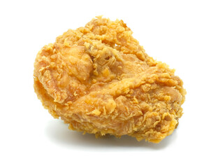 Crispy fried chicken breast isolated on a white background.