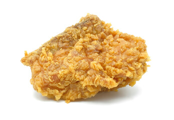 Crispy fried chicken breast isolated on a white background.