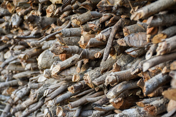 Pile of timber firewood preparation for the winter