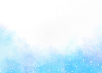 Fototapeta na wymiar 背景に使える水彩風の手描き素材_雪の舞う青