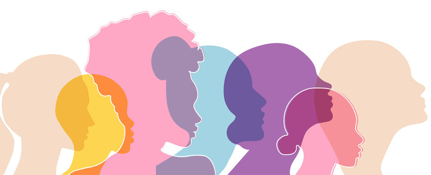 Women silhouette head isolated.