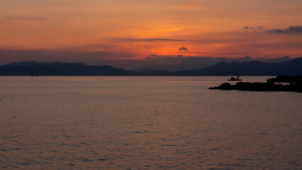 Beautiful orange sky during sunset in Langkawi