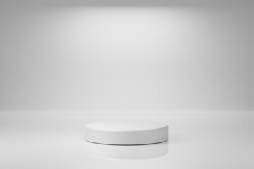 Simple clean podium and wall for product presentation in single color. 3d rendering illustration.
