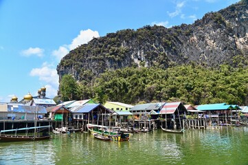 Fototapeta na wymiar View of Local Buildings at Koh Panyee Floating Village