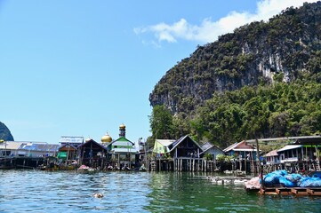 Obraz premium Wooden Houses at Koh Panyee Floating Village