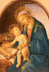 Bari - The mosaic of Madonna on the Piazza della Madonina square after Sandro Boticelli (1480). - obrazy, fototapety, plakaty