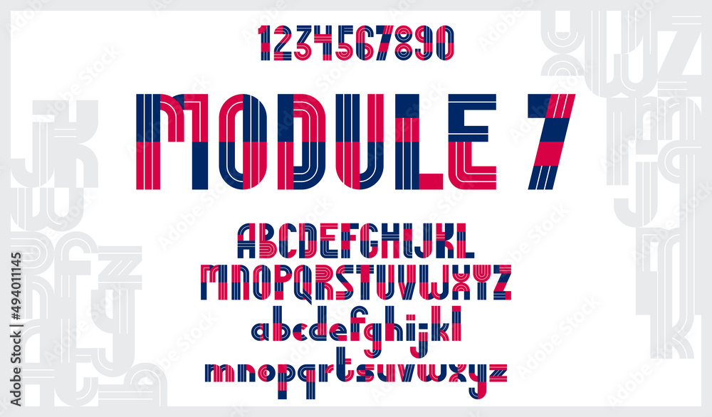 Fototapete abstract geometric original font vector typeset, logo creation alphabet minimal tech linear geometry