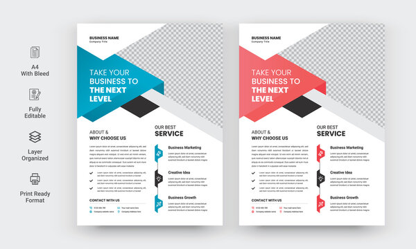 Modern Colorful Business Flyer design template for poster, brochure, cover, leaflet. design layout with triangle graphic elements and space for Vector background.