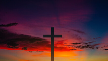 Fototapeta na wymiar The Cross at the sunset background