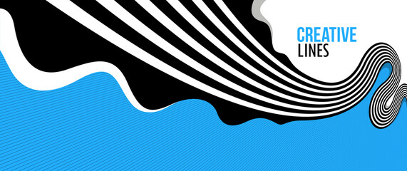 3D lines in motion vector abstract background, creative and dimensional curved stripes dynamic composition, motion and technology.