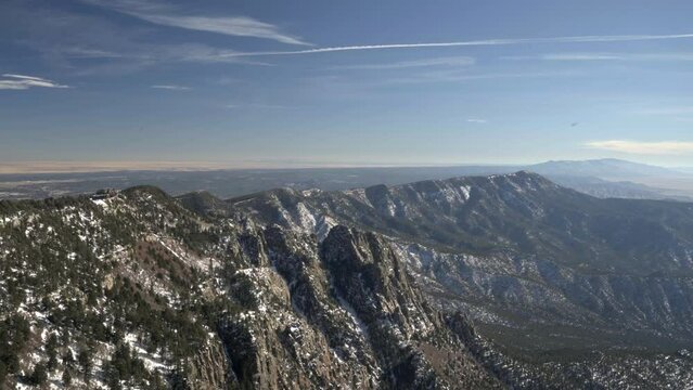 Wide view of top of Sandia Peak Tramway in Albuquerque New Mexico, 4K