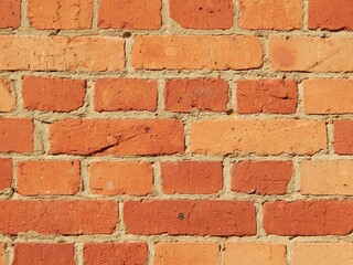 Mur cimenté en briques anciennes incluant plusieurs nuances de rouges-oranges