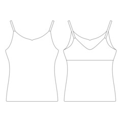 Template bra camisole slip top vector illustration flat design outline clothing