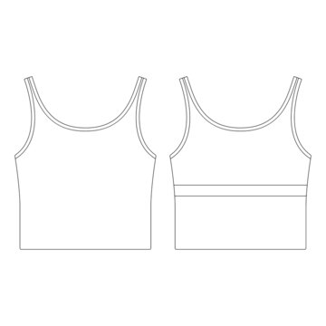 Template cropped fit bra top vector illustration flat design outline clothing