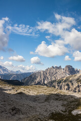 Mountain trail Tre Cime di Lavaredo in Dolomites in Italy