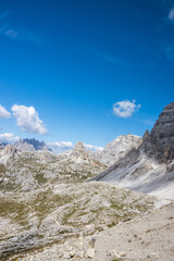 Mountain trail Tre Cime di Lavaredo in Dolomites in Italy