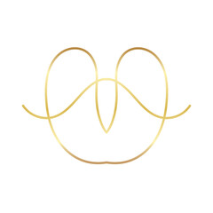 Gold Line, Gold Element, Gold Wavy Line, Gold Heart